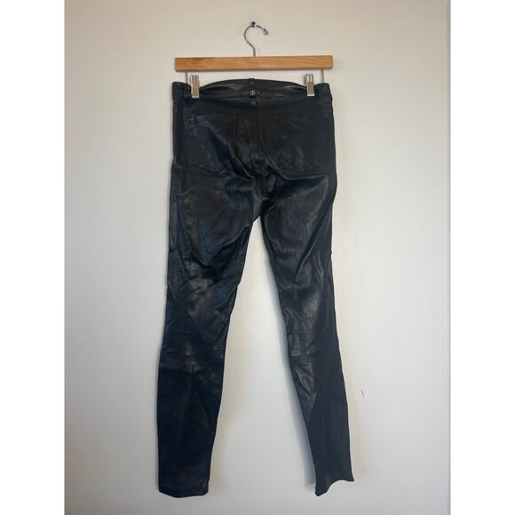 NEW J Brand Coated Super Skinny Ankle Zip Closure Leather Jeans Black Size: 26 - Picture 5 of 8